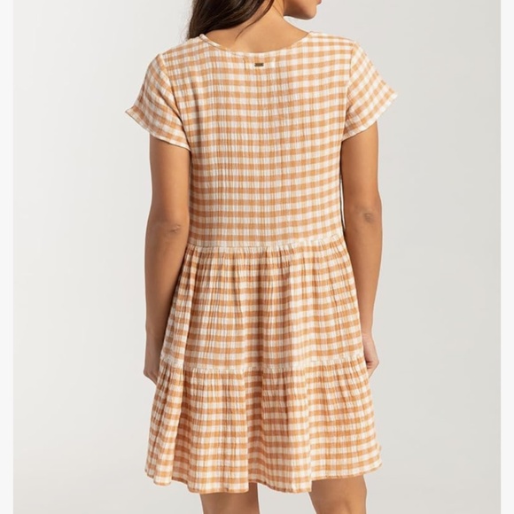 Rip Curl Women's Orange Gingham Mini Dress - Picture 3 of 16